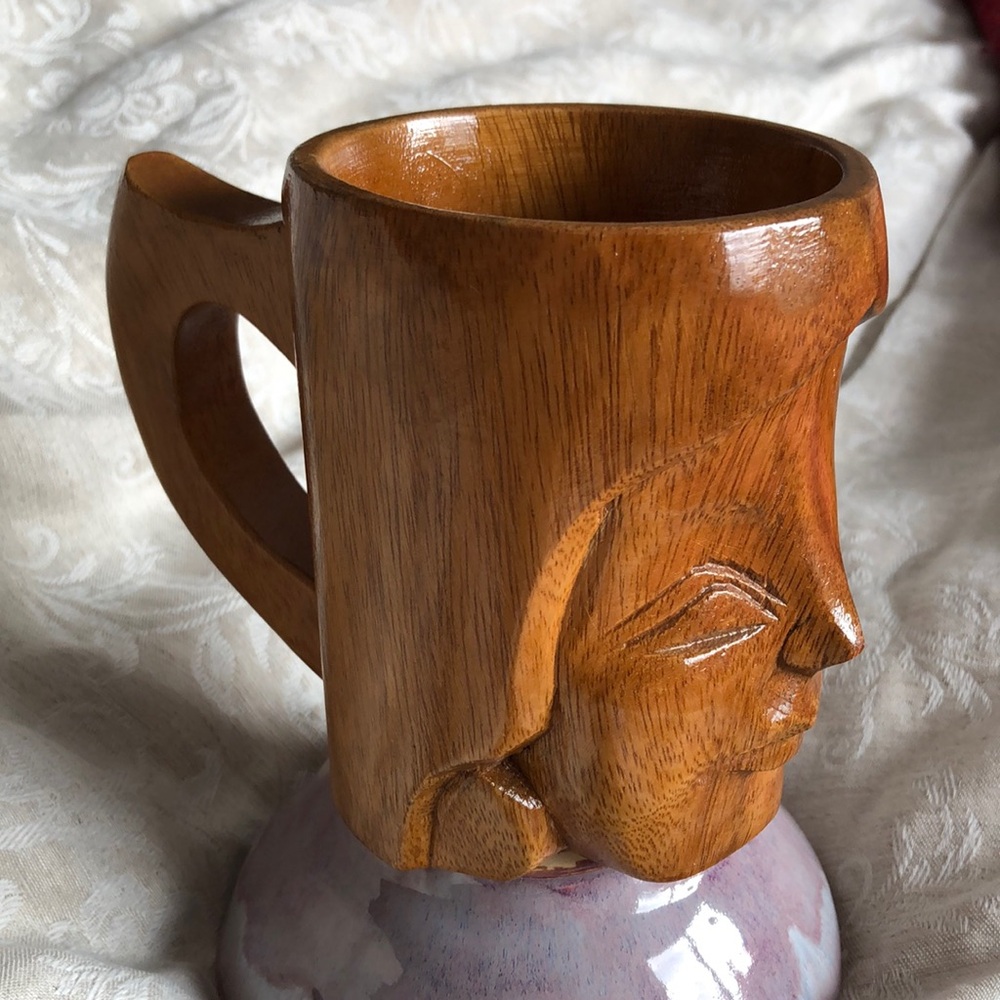 Philippines Carved Wood Mug Stein Tankard Vintage Pirate Grog Garb Ren Faire